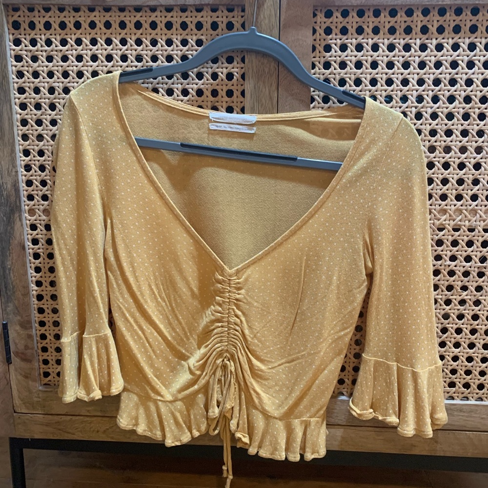 Urban Outfitters yellow midi sleeve crop top